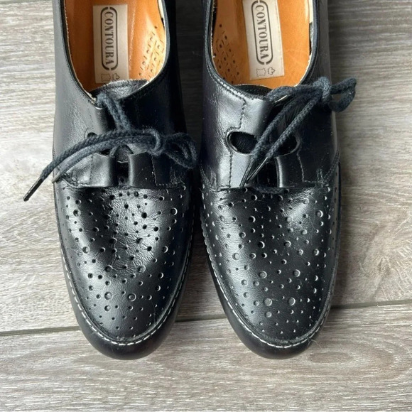 Vintage Contoura Black Full Leather  Lace Up Shoes - Picture 3 of 15